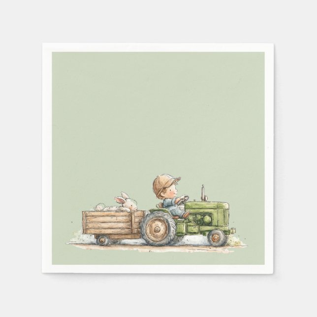 Servilleta De Papel Little Tractor Farm Birthday (Anverso)