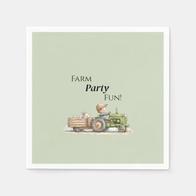 Servilleta De Papel Little Tractor Farm Birthday (Anverso)