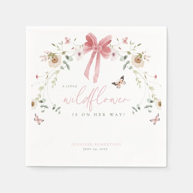 Servilleta De Papel Little Wildflower Butterfly Girl Baby Shower (Anverso)