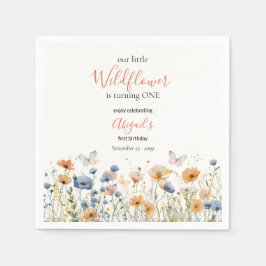 Servilleta De Papel Little Wildflower Butterfly Meadow 1st Birthday