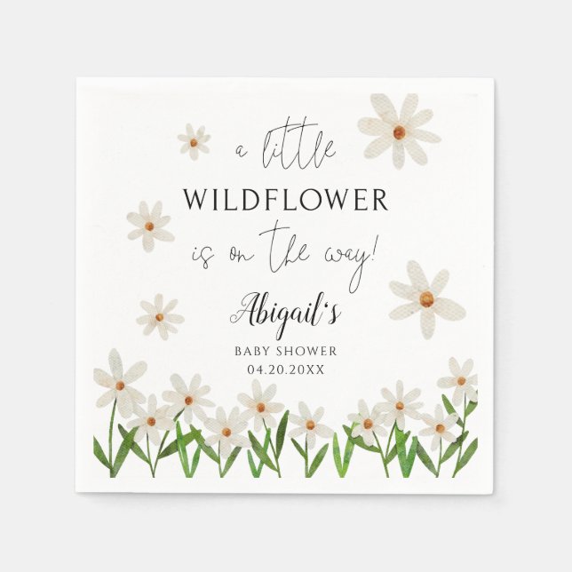 Servilleta De Papel Little Wildflower Daisy Baby Shower (Anverso)