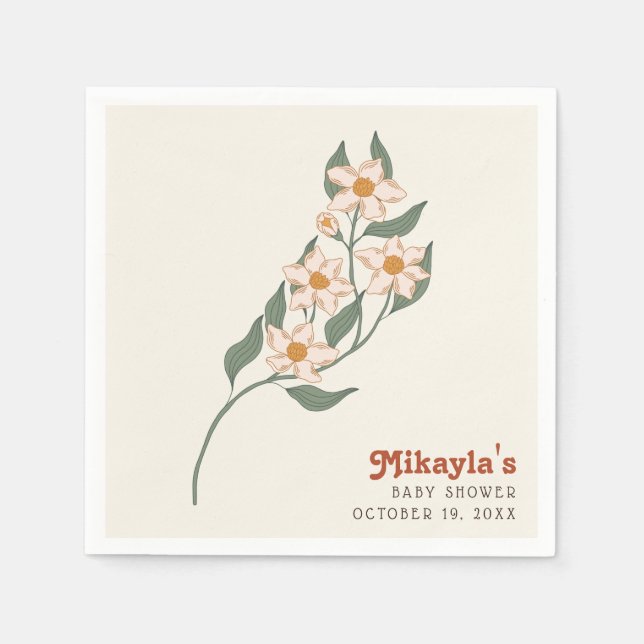 Servilleta De Papel Little Wildflower Fall Rustic Boho Baby Shower (Anverso)