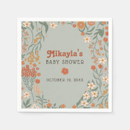 Servilleta De Papel Little Wildflower Fall Rustic Boho Baby Shower