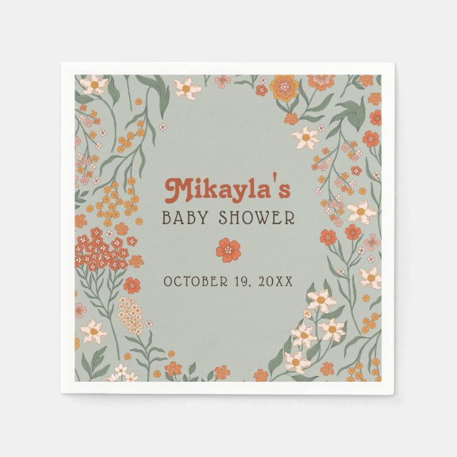 Servilleta De Papel Little Wildflower Fall Rustic Boho Baby Shower (Anverso)