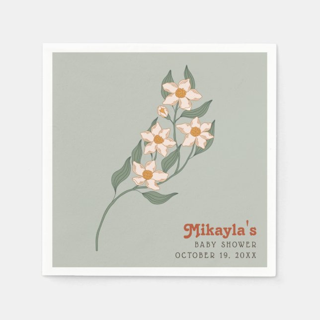 Servilleta De Papel Little Wildflower Fall Rustic Boho Baby Shower (Anverso)