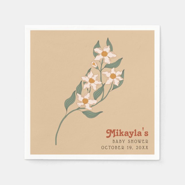 Servilleta De Papel Little Wildflower Fall Rustic Boho Baby Shower (Anverso)