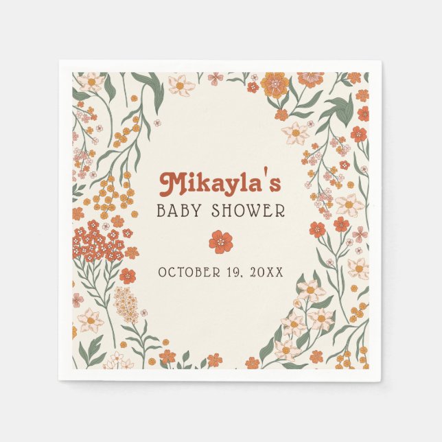 Servilleta De Papel Little Wildflower Fall Rustic Boho Baby Shower (Anverso)