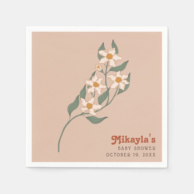 Servilleta De Papel Little Wildflower Fall Rustic Boho Baby Shower (Anverso)