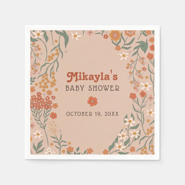 Servilleta De Papel Little Wildflower Fall Rustic Boho Baby Shower (Anverso)