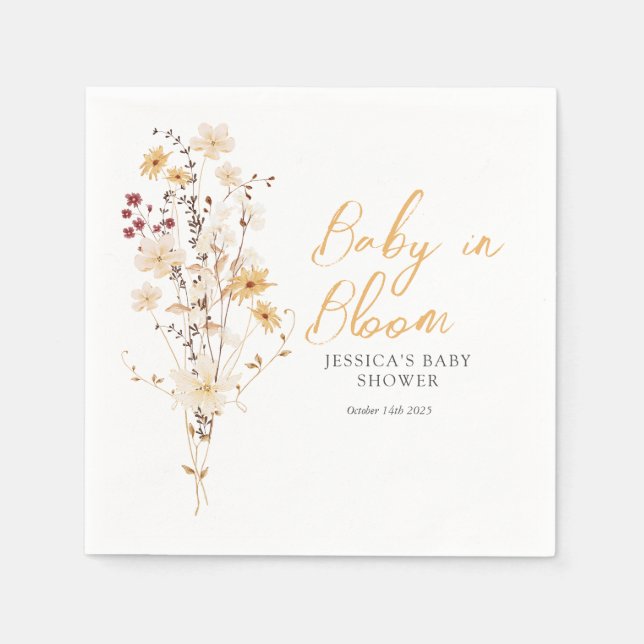 Servilleta De Papel Little Wildflower Flower Baby Shower (Anverso)
