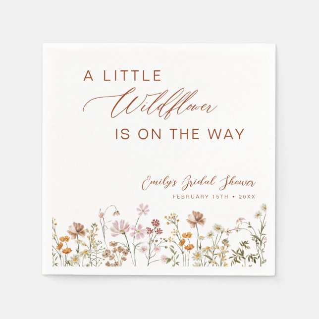 Servilleta De Papel Little Wildflower on the Way Baby Shower (Anverso)