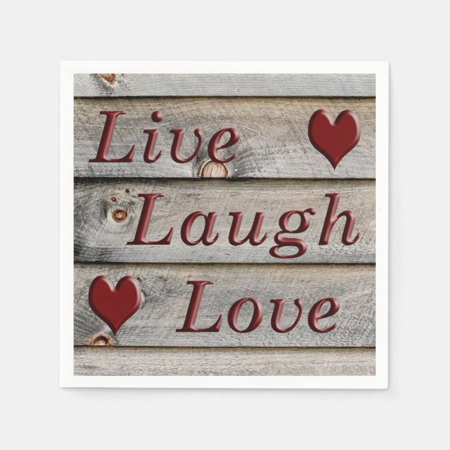 Servilleta De Papel Live Laugh Love al lado de un granero (Anverso)
