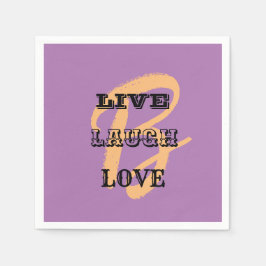 SERVILLETA DE PAPEL LIVE LAUGH LOVE INTIAL PURPLE PAPLE MODERNO