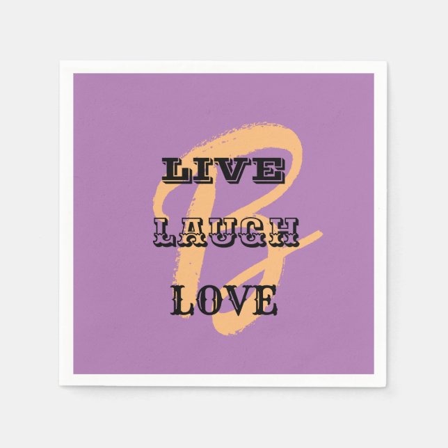 SERVILLETA DE PAPEL LIVE LAUGH LOVE INTIAL PURPLE PAPLE MODERNO (Anverso)