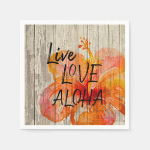 Servilleta De Papel Live Love Aloha Hibiscus Beach Rótulo