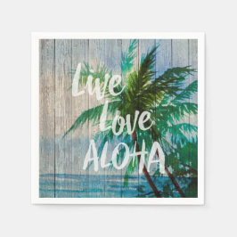 Servilleta De Papel Live Love Aloha Palm Tree Beach Rótulo