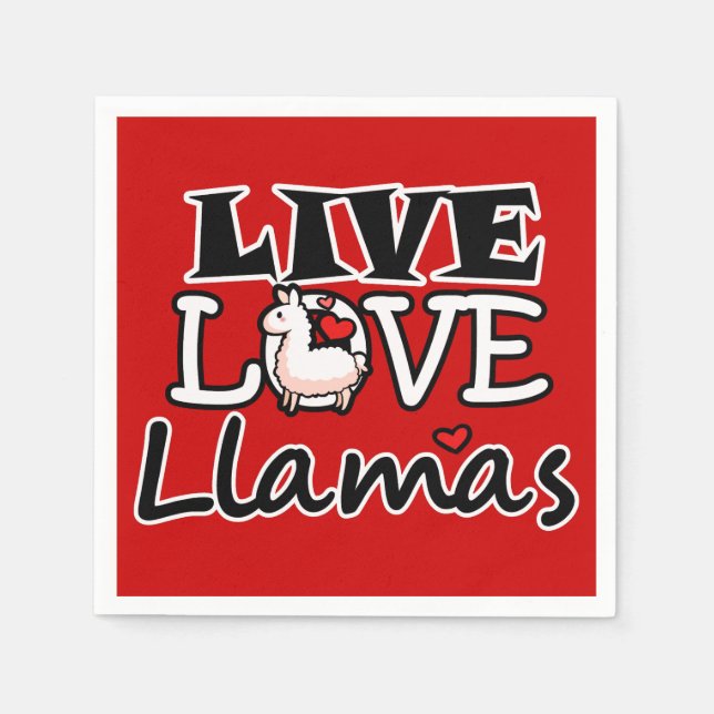 Servilleta De Papel Live, Love, Llamas (Anverso)