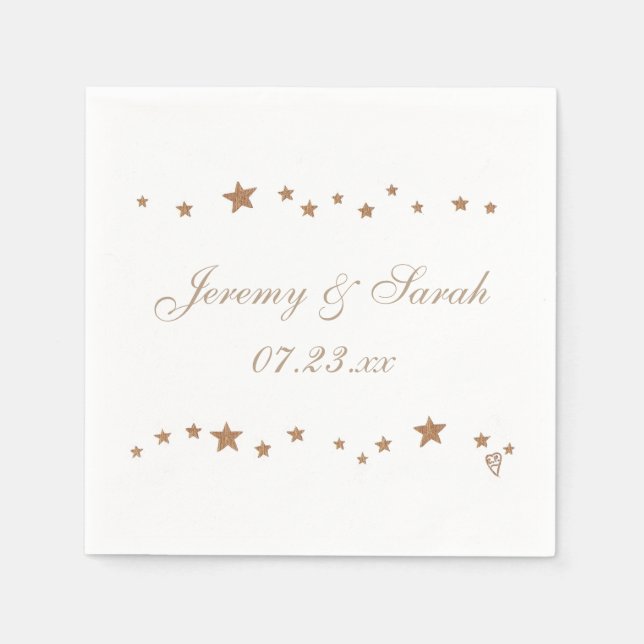 Servilleta De Papel Lively Gold Stars Boda Personalizado Napkins (Anverso)