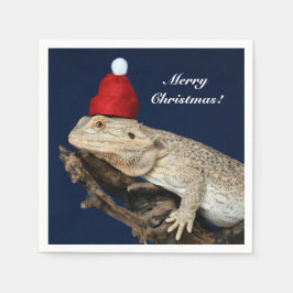 Servilleta De Papel Lizard Dragon con barba personalizada - Santa Hat