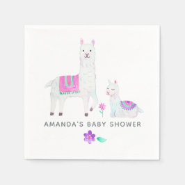Servilleta De Papel Llama a acuarela tema Baby Shower