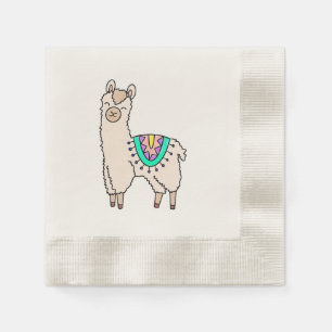 Servilleta De Papel llama alpaca de dibujos animados sonriendo feliz d