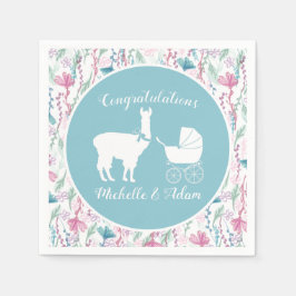 Servilleta De Papel Llama Baby Shower Cute Blue Boy