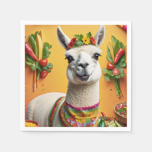 Servilleta De Papel Llama cura de fiesta mexicana (Anverso)