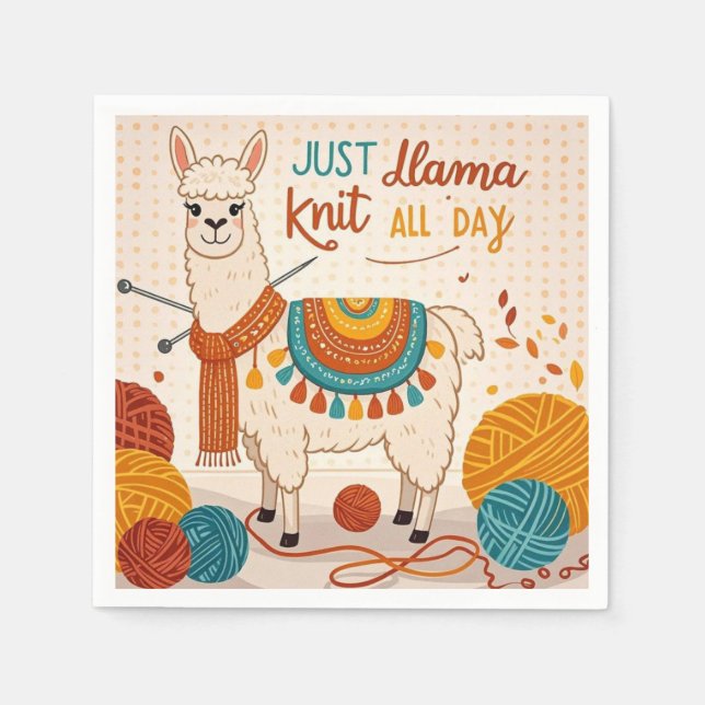 Servilleta De Papel Llama de dibujos animados que lleva una bufanda de (Anverso)