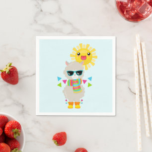 Servilleta De Papel Llama Guay y Sol sonriente Kawaii