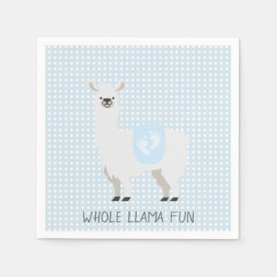Servilleta De Papel Llama neutral Baby Shower del género azul y