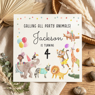 Servilleta De Papel Llamando a todos los animales de fiesta Cumpleaños