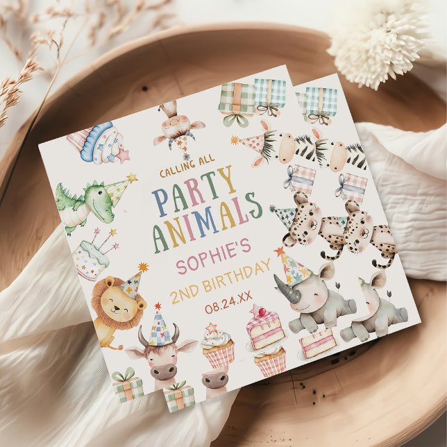 Servilleta De Papel Llamando a todos los animales de fiesta Cumpleaños (Subido por el creador)
