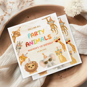 Servilleta De Papel Llamando a todos los animales de fiesta Safari 1er