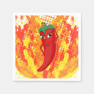 Servilleta De Papel Llamas rojas de fuego de pimienta caliente