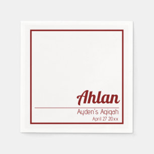 Servilleta De Papel Llanura blanca de color rojo sólido, Aqiqah Baby S