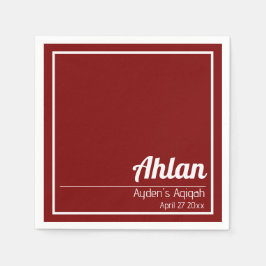 Servilleta De Papel Llanura de color rojo blanco sólido, Aqiqah Baby S