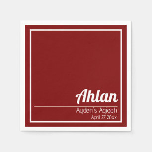 Servilleta De Papel Llanura de color rojo blanco sólido, Aqiqah Baby S