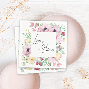 Servilleta De Papel Lluvia de Amor Floral Rosa en Flor para Desayuno d
