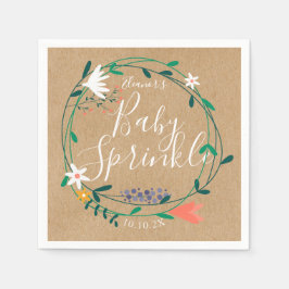 Servilleta De Papel Lluvia de bebé con guirnalda floral / ducha rústic