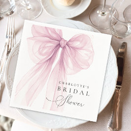 Servilleta De Papel Lluvia de Boda con Lazo de Acuarela Rosa