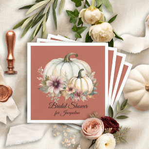 Servilleta De Papel Lluvia de Boda de Calabaza Floral Terracota Otoño