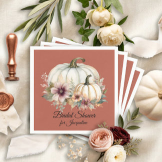 Servilleta De Papel Lluvia de Boda de Calabaza Floral Terracota Otoño