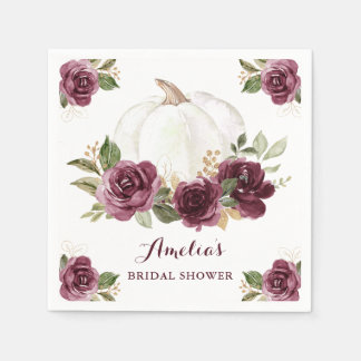 Servilleta De Papel Lluvia de Boda Floral Burgundy Pumpkin Otoño
