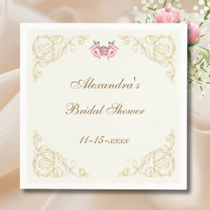 Servilleta De Papel Lluvia de Boda Floral Marfil Vintage