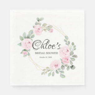Servilleta De Papel Lluvia de Boda Floral Rosa de Eucalipto