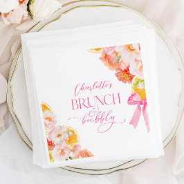 Servilleta De Papel Lluvia de boda floral rosa y naranja