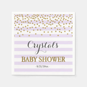 Servilleta De Papel Lluvia de Confeti de Rayas de Lavanda y Oro para B