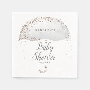 Servilleta De Papel Lluvia de confeti gris sombrilla baby shower