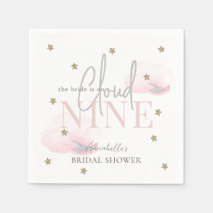 Servilleta De Papel Lluvia de Estrellas Doradas en Nube 9 Rosa Acuarel