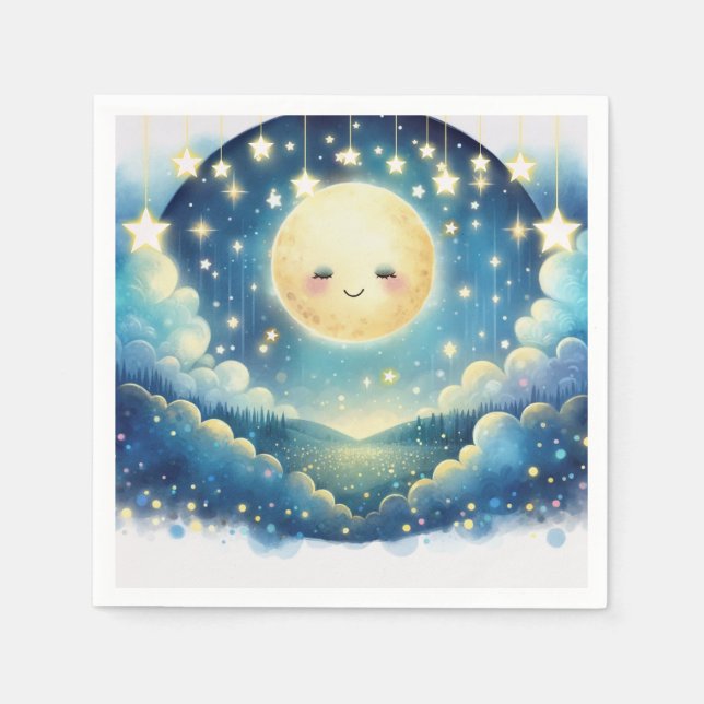 Servilleta De Papel Lluvia de Estrellas en Acuarela Baby Shower (Anverso)